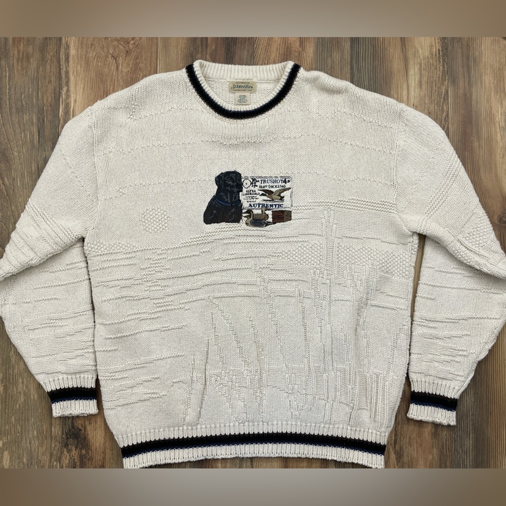 St. John’s Bay Heavyweight Knit Sweater! Duck hunting themed 🦆Size XL no flaws